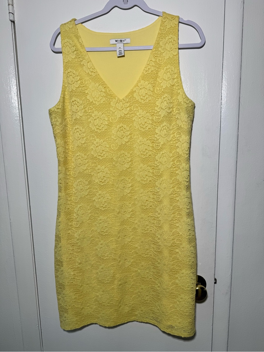 White House Black Market Yellow Floral Lace V-Neck Sheath Dress